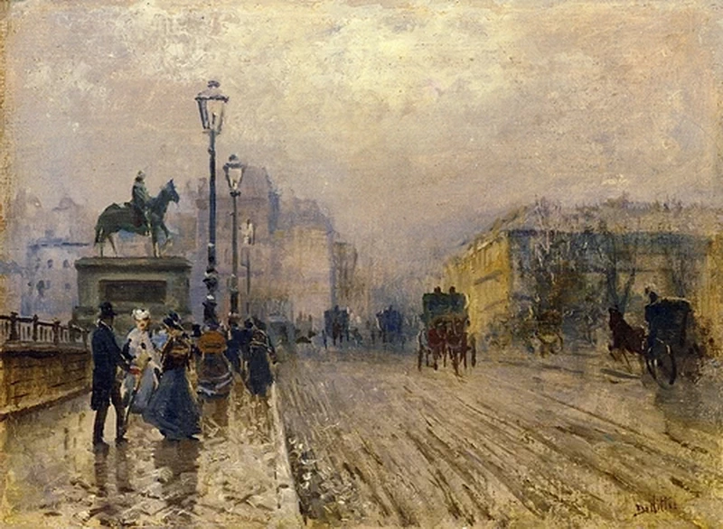Giuseppe De Nittis - 111, Rue de Paris con carrozze